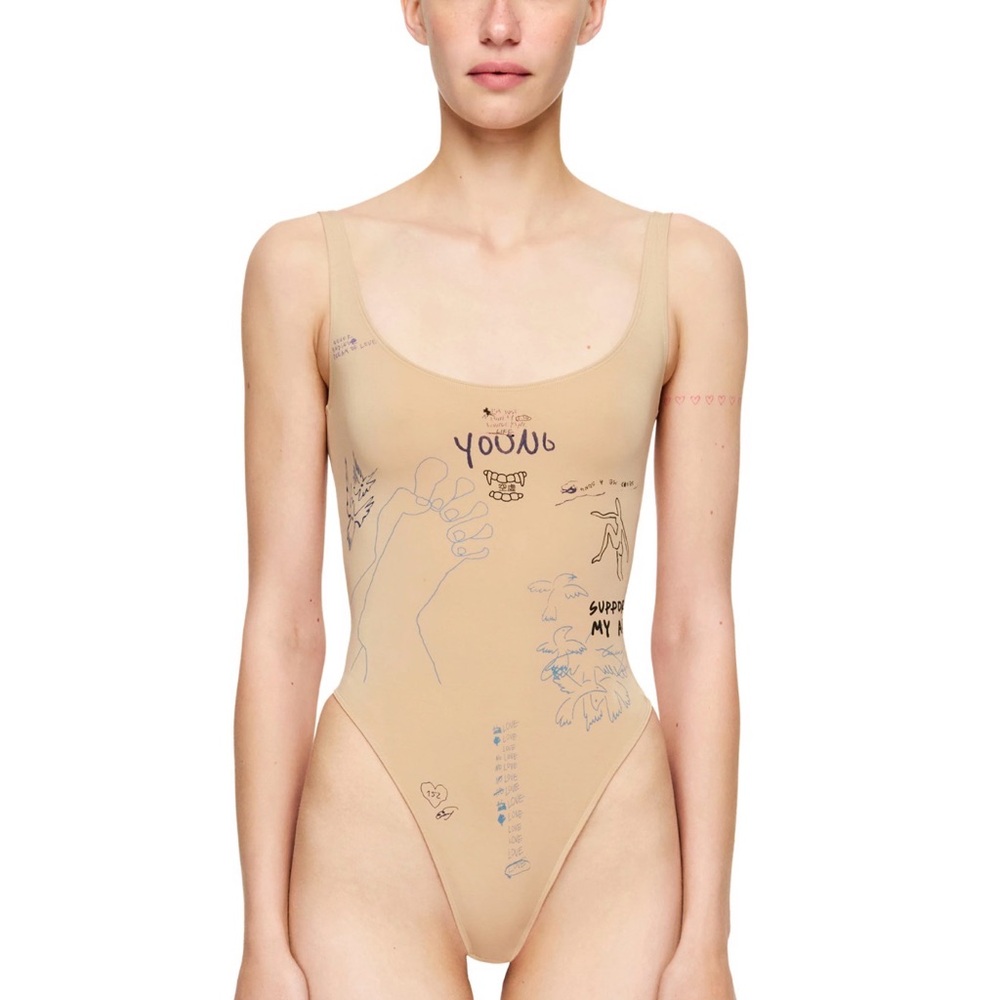 Beige Graphic Women's Swimsuit